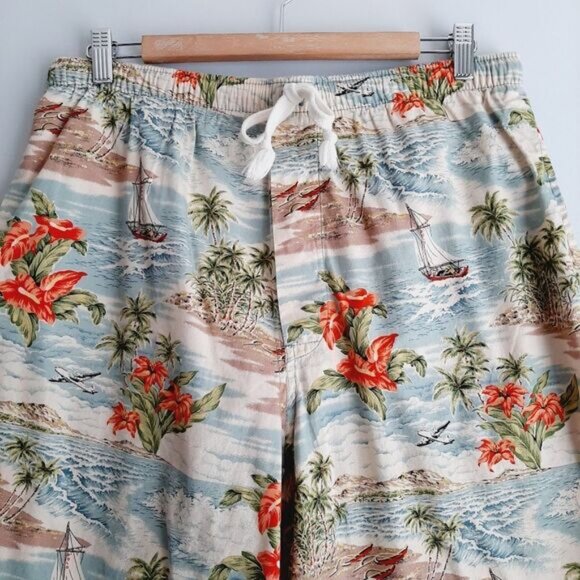POLO by Ralph Lauren Cotton Swim Board Shorts Ocean & Beach Pattern Men's Sz M - Picture 4 of 13